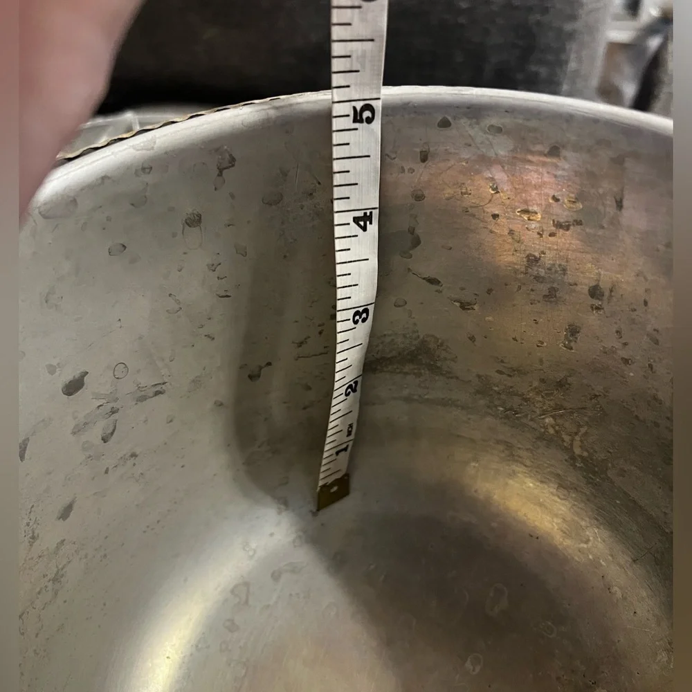 Vintage Hammered Aluminum Art Nouveau Ice Bucket Rose Bud Floral Trim Handles